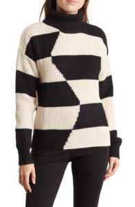 Image of sale on Geo Stripe Turtleneck Sweater