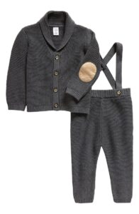Image of sale on Knit Cotton Cardigan & Suspender Pants Set