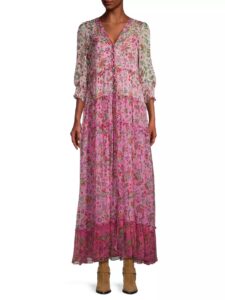 Image of sale on Foxglove Silk Maxi-dress