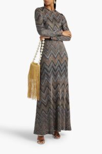 Image of sale on Sequin-embellished Crochet-knit Maxi Dress