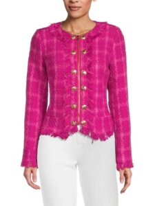 Image of sale on Brittany Plaid Fringe Jacket
