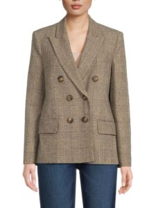 Image of sale on Basuto Metallic Glen Plaid Double Breasted Blazer