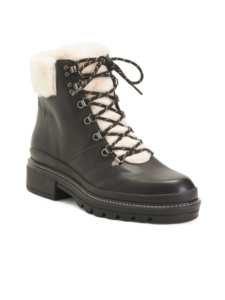 Image of sale on Leather Dash Cozy Lace Up Booties