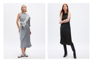 Image of sale on Satin High-neck Midi Dress