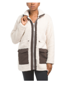 Image of sale on Sherpa Drawstring Jacket with Woven Pockets and Placket