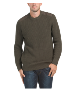 Image of sale on Shaker Stitch Ribbed Sweater with Shoulder and Forearm Patch