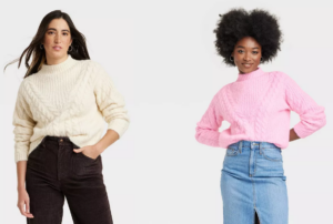 Image of sale on Cable Mock Turtleneck Pullover Sweater