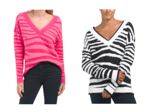 Image of sale on Zebra Eyelash V-neck Pullover Sweater