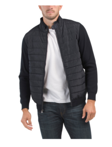 Image of sale on Nylon Mock Neck Jacket with Sweater Sleeves