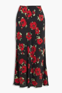 Image of sale on Kelly Floral-print Silk Crepe De Chine Midi Skirt