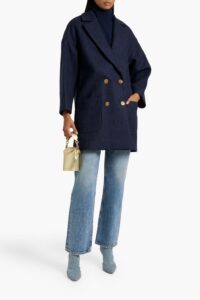 Image of sale on Double-breasted Herringbone Wool-tweed Coat