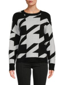 Image of sale on Blanche Houndstooth Crewneck Sweater