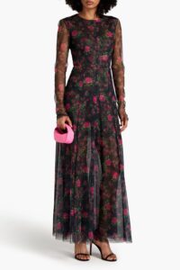 Image of sale on Floral-print Tulle Maxi Dress