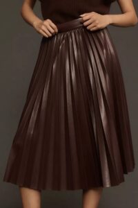 Image of sale on Scotch & Soda Faux Leather Pleated Midi Skirt