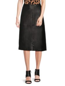 Image of sale on Doreen Faux Leather A-line Midi Skirt