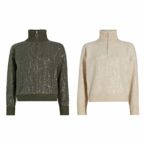Image of sale on Sequin-embroidered Quarter-zip Sweater