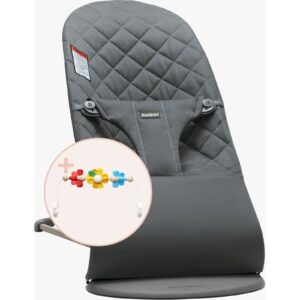 Image of sale on Babybjorn Bouncer Bliss, Anthracite Cotton Flying Friends Bundle