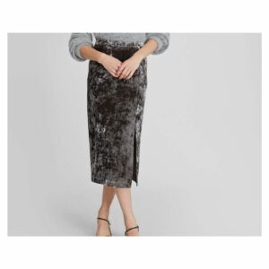Image of sale on Crushed Velvet Side Slit Midi Skirt