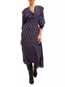 Image of sale on Rianne Silk Checkered Midi-dress