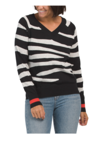 Image of sale on Pima Cotton Zebra V-neck Sweater