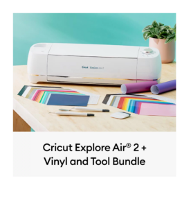 Image of sale on Cricut Explore Air 2 Bundle Cutting Machine with 100 Pieces of Vinyl and Tools
