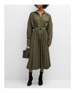 Image of sale on Oversized Boyfriend-neck Flared Midi Shirtdress
