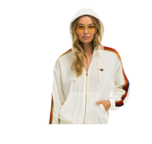 Image of sale on Classic Velvet Relaxed Zip Hoodie – White
