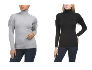 Image of sale on Fringe Sleeves Turtleneck Sweater