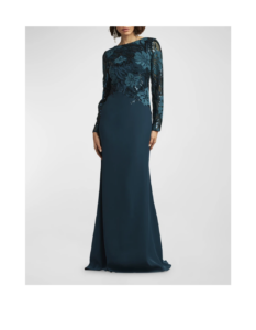 Image of sale on Two-tone Embroidered Sequin Crepe Gown