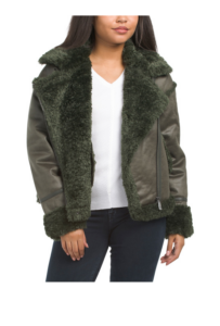 Image of sale on Cropped Faux Shearling Biker Coat