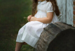 Image of sale on Girls Vintage Smocked Dress in Ivory