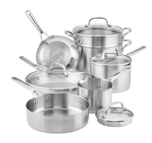 Image of sale on 3-ply Base Stainless Steel 11 Piece Cookware Induction Pots and Pans Set