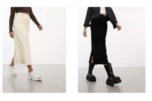 Image of sale on Cord Maxi Skirt in Ecru