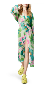 Image of sale on Floral Print Twist Long Sleeve Maxi Dress