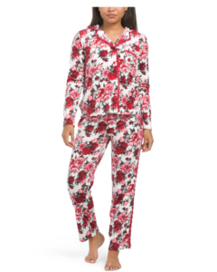 Image of sale on Floral Notch Long Sleeve Pajama Set