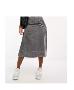 Image of sale on Reclaimed Vintage Wash Twill Skirt with Buckle Detail