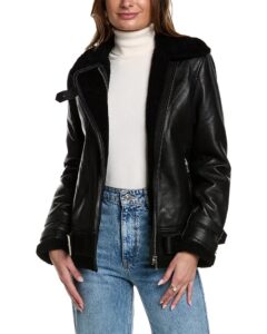 Image of sale on Hazel Wool-lined Leather Aviator Jacket