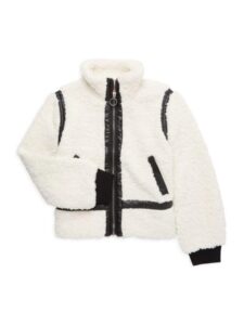 Image of sale on Girl’s Faux Leather Trim Faux Shearling Jacket
