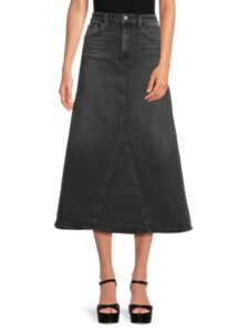 Image of sale on Faded Denim Midi A-line Skirt