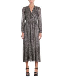 Image of sale on Metallic Pleated Midi Dress