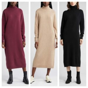Image of sale on Long Sleeve Wool & Cashmere Sweater Dress