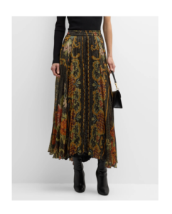 Image of sale on Mira Metallic Floral-print High-low Midi Skirt Size 4-6
