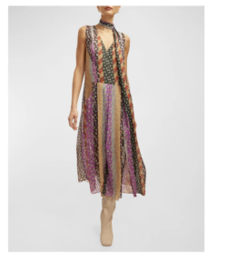 Image of sale on Lev Sleeveless Floral-print Tie-neck Midi Dress
