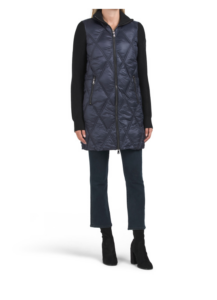 Image of sale on Knit Sleeve Diamond Quilted Puffer Coat