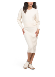 Image of sale on Ribbed Knit Sweater with Midi Skirt Set