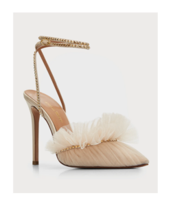 Image of sale on Franca Glitz Tulle Ruffle Ankle-strap Pumps