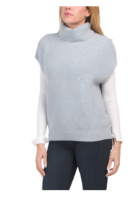 Image of sale on Merino Wool and Cashmere Blend Ribbed Turtleneck Sweater