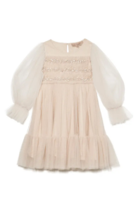 Image of sale on Kids’ Neva Imitation Pearl Long Sleeve Tulle Party Dress