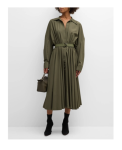 Image of sale on Oversized Boyfriend-neck Flared Midi Shirtdress