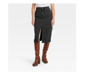 Image of sale on High-rise Denim Midi Skirt